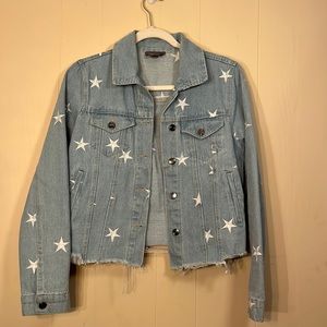 San Souci Star Embroidered Distressed Jean Jacket - large